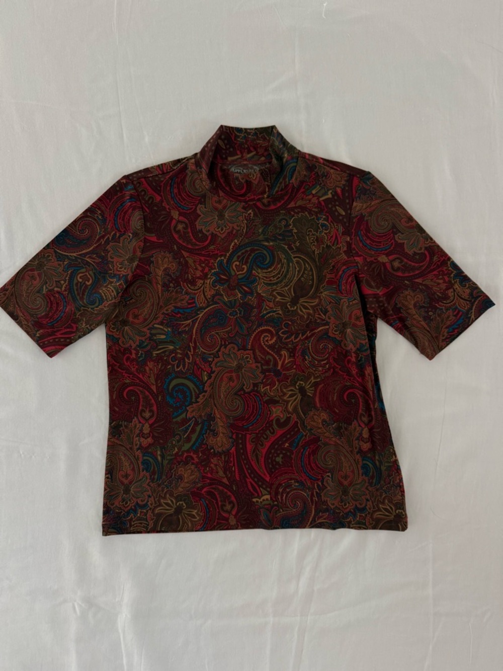 Appleseed’s Paisley Mock Neck Blouse Women’s Petite Small